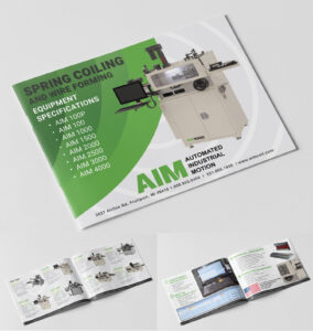 AIM spring coiler brochure cover and inside pages