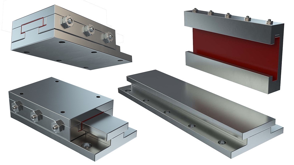 DuraBond slides: four angles of Rulon-coated slides